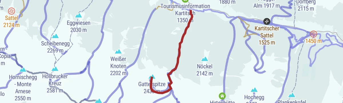 Route map: Skitour Gatterspitze 2.430m
